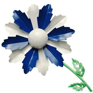 VTG 60s Brooch Blue White Enamel Flower Mid Century Mod Costume Jewelry Kitschy
